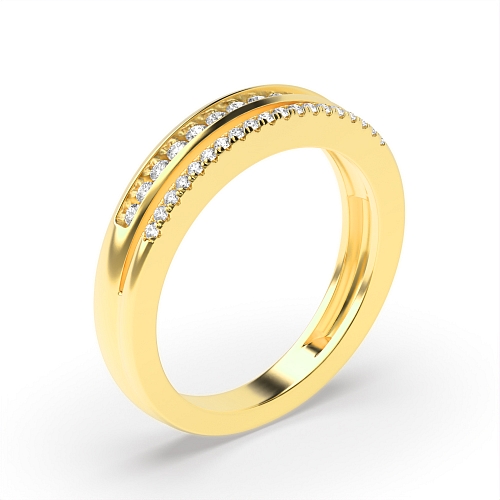 Channel Setting Round Yellow Gold Split stacking Eternity Diamond Rings