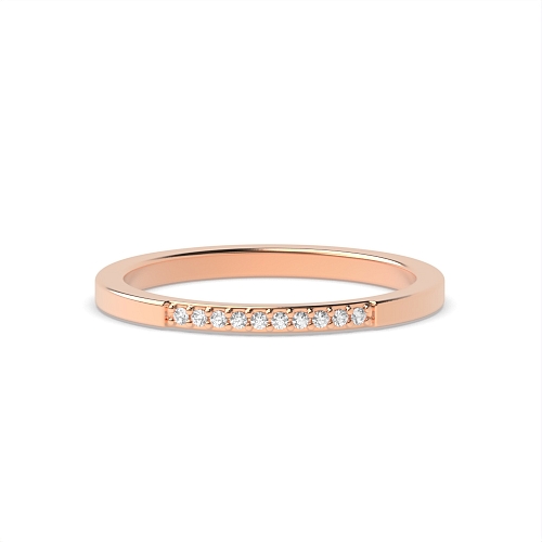 Pave Setting Round Rose Gold Peitit Wedding Rings & Bands
