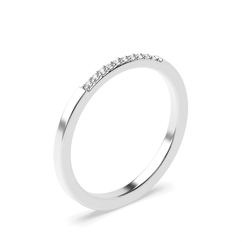 Pave Setting Round Platinum Peitit Wedding Rings & Bands