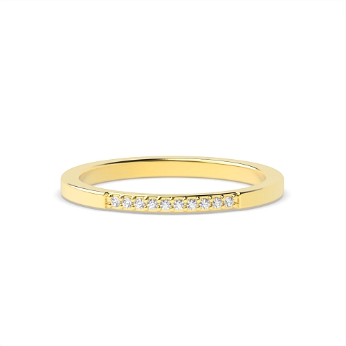 Pave Setting Round Yellow Gold Peitit Wedding Rings & Bands