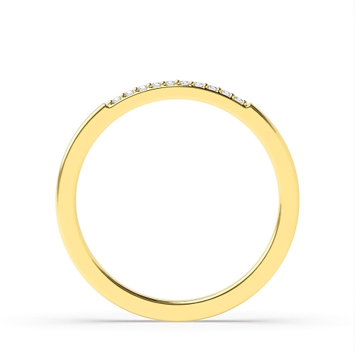 Pave Setting Round Yellow Gold Peitit Wedding Rings & Bands