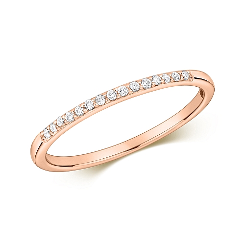 Pave Setting Round Rose Gold Delicate Eternity Diamond Rings