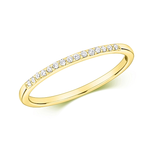 Pave Setting Round Yellow Gold Delicate Diamond Rings