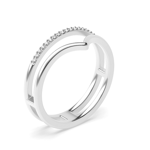 Pave Setting Round Curve eternity Half Eternity Engagement Rings