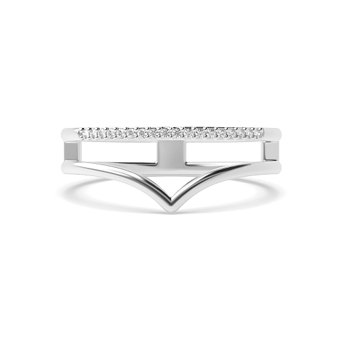 Pave Setting Round Curve eternity Half Eternity Engagement Rings