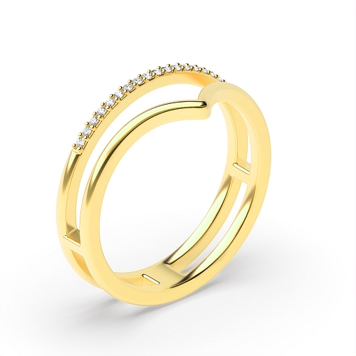 Pave Setting Round Yellow Gold Curve eternity Eternity Engagement Rings