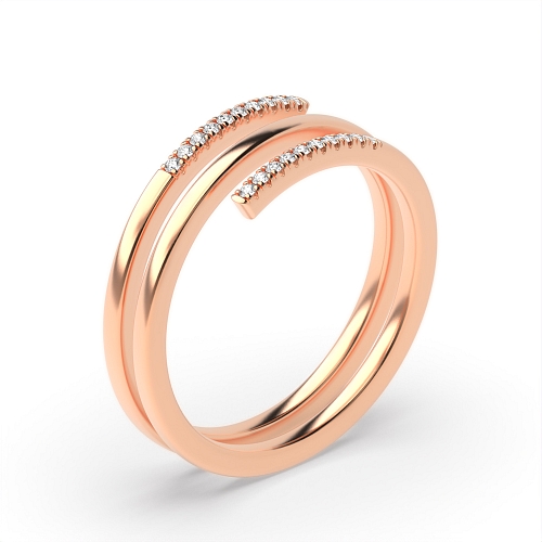 Pave Setting Round Rose Gold Spiral unique Eternity Diamond Rings