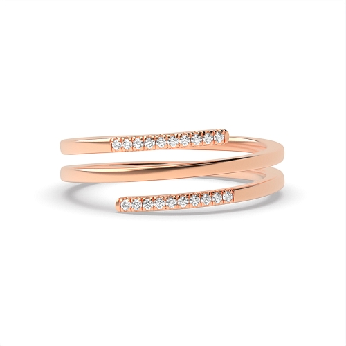 Pave Setting Round Rose Gold Spiral unique Eternity Diamond Rings