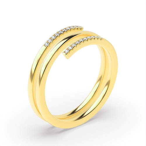 Pave Setting Round Yellow Gold Spiral unique Eternity Diamond Rings