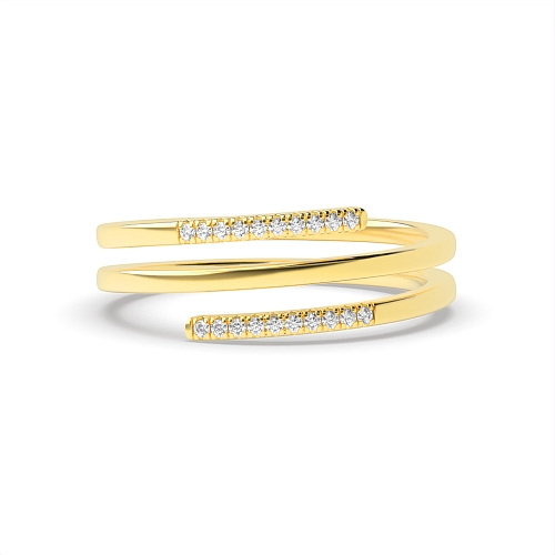 Pave Setting Round Yellow Gold Spiral unique Eternity Diamond Rings