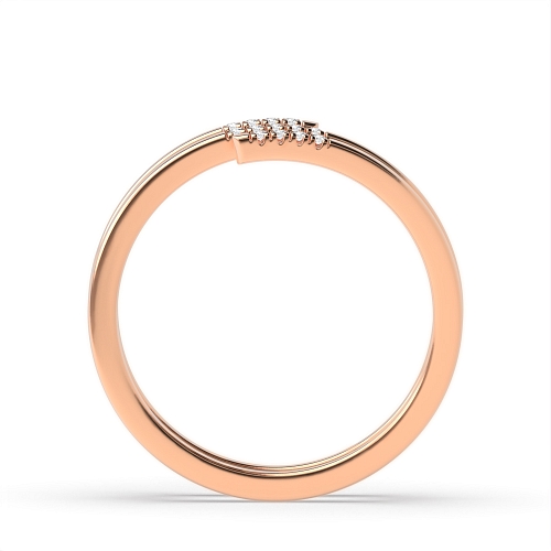 Pave Setting Round Rose Gold Spiral Band Diamond Rings