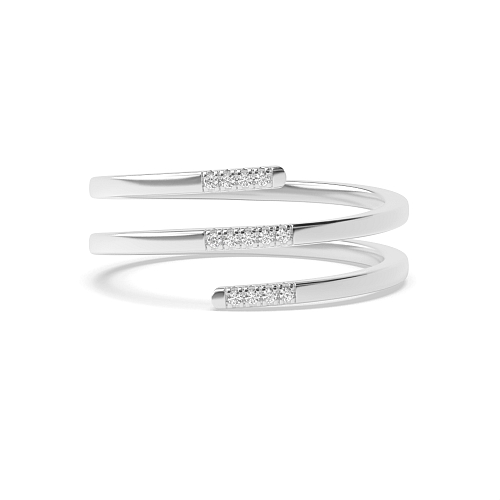 Pave Setting Round White Gold Spiral Band Diamond Rings
