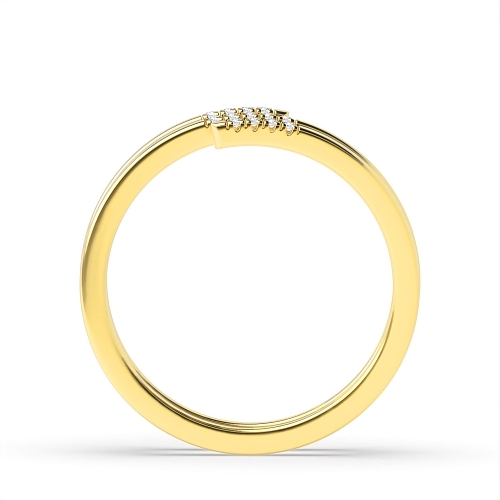 Pave Setting Round Yellow Gold Spiral Band Diamond Rings