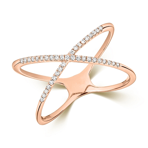Pave Setting Round Rose Gold Eternalhalf Engagement Rings
