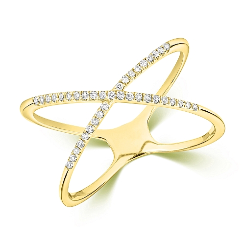 Pave Setting Round Yellow Gold Eternalhalf Engagement Rings