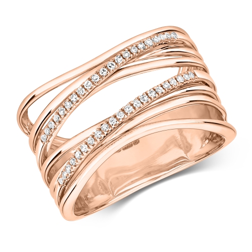 Pave Setting Round Rose Gold Crossover big Eternity Engagement Rings