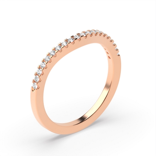 4 Prong Round Rose Gold Curved Half Eternity Wedding Rings & Bands