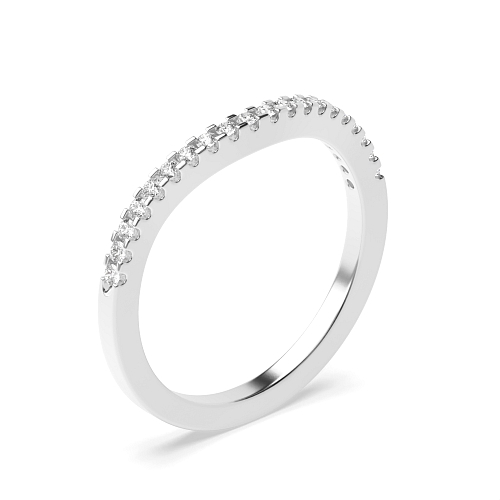 4 Prong Round White Gold Curved Wedding Rings & Bands