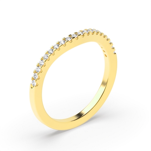 4 Prong Round Yellow Gold Curved Band Wedding Rings & Bands