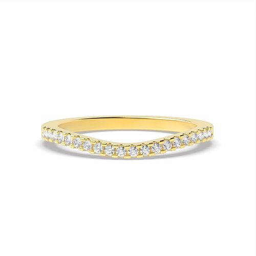 4 Prong Round Yellow Gold Curved Band Wedding Rings & Bands