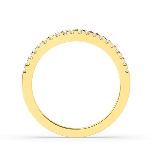 4 Prong Round Yellow Gold Curved Band Wedding Rings & Bands