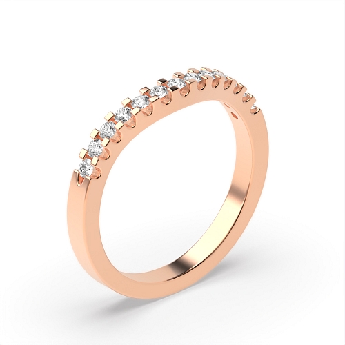 Pave Setting Round Rose Gold Wishbone curved Wedding Rings & Bands