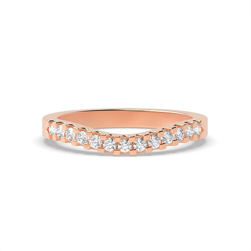 Pave Setting Round Rose Gold Wishbone curved Wedding Rings & Bands