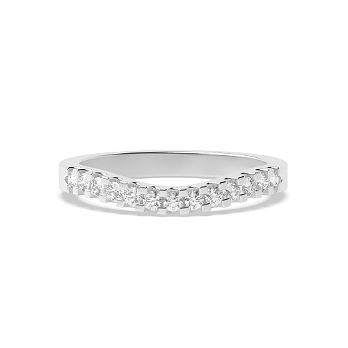 Pave Setting Round Platinum Wishbone curved Wedding Rings & Bands