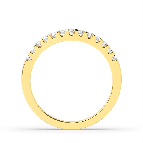 Pave Setting Round Yellow Gold Wishbone curved Wedding Rings & Bands