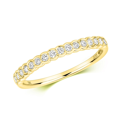 Bezel Setting Round Yellow Gold Core Eternity Engagement Rings