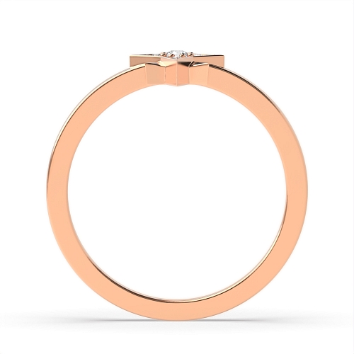 Pave Setting Round Rose Gold Star Engagement Rings