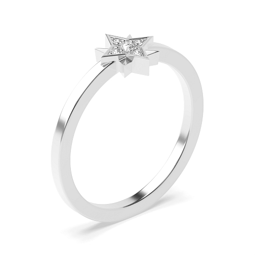 pave setting round diamond star design ring
