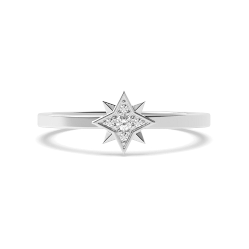pave setting round diamond star design ring