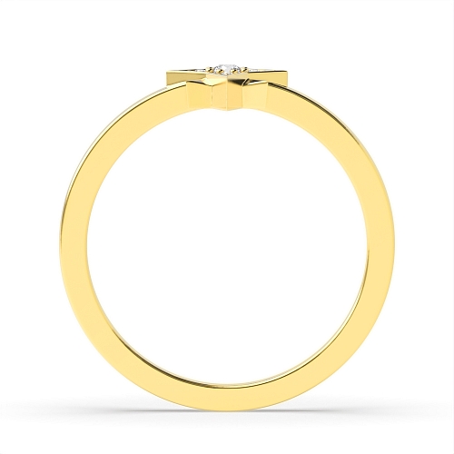 Pave Setting Round Yellow Gold Star Engagement Rings