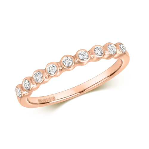 Bezel Setting Round Rose Gold Depth Eternity Engagement Rings