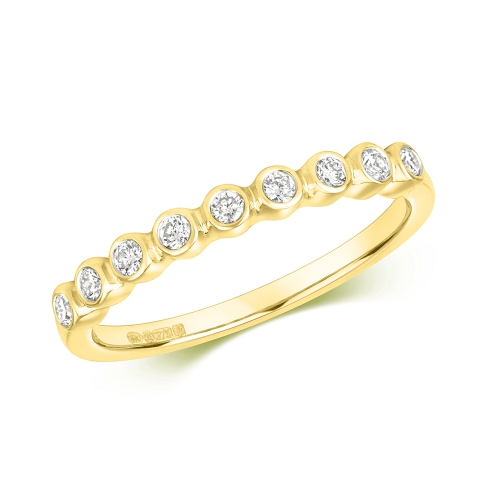 Bezel Setting Round Yellow Gold Depth Eternity Engagement Rings
