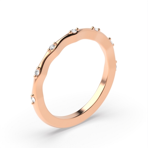4 Prong Round Rose Gold Unusual Eternity Wedding Rings & Bands