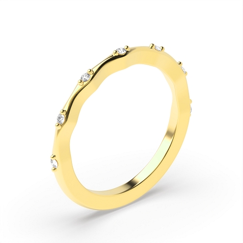 4 Prong Round Yellow Gold Unusual Eternity Wedding Rings & Bands