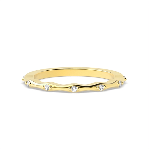 4 Prong Round Yellow Gold Unusual Eternity Wedding Rings & Bands