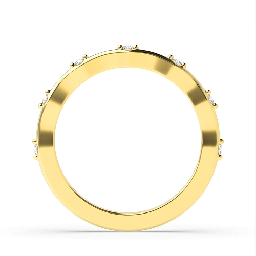 4 Prong Round Yellow Gold Unusual Eternity Wedding Rings & Bands