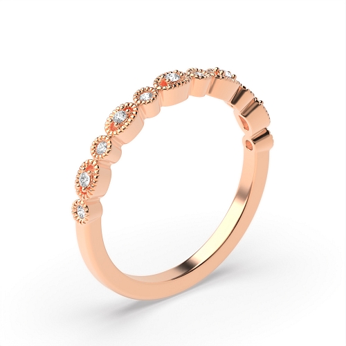 Pave Setting Round Rose Gold Oval shaped alternate Eternity Diamond Rings