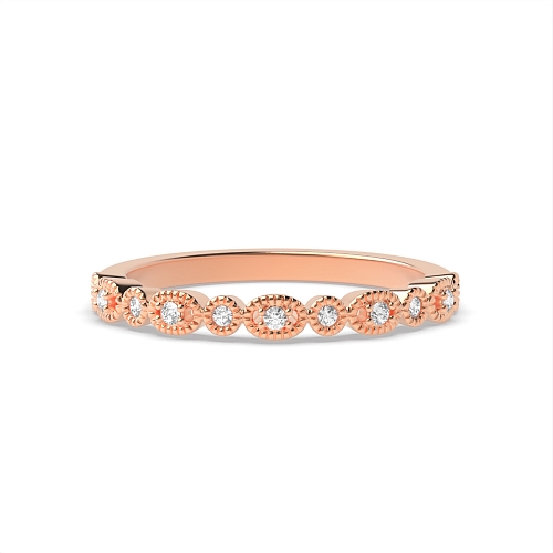 Pave Setting Round Rose Gold Oval shaped alternate Eternity Diamond Rings