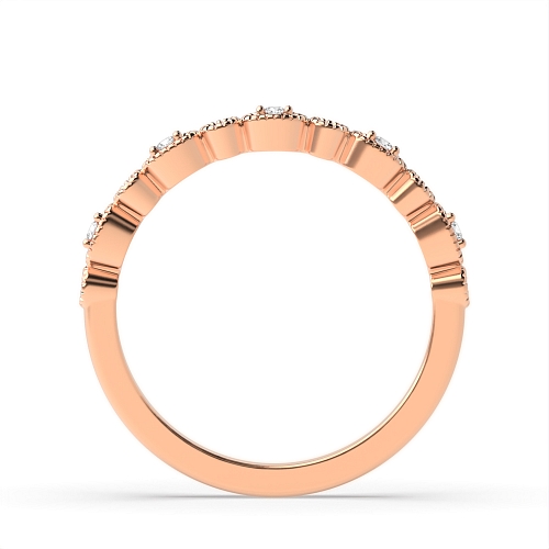 Pave Setting Round Rose Gold Oval shaped alternate Eternity Diamond Rings