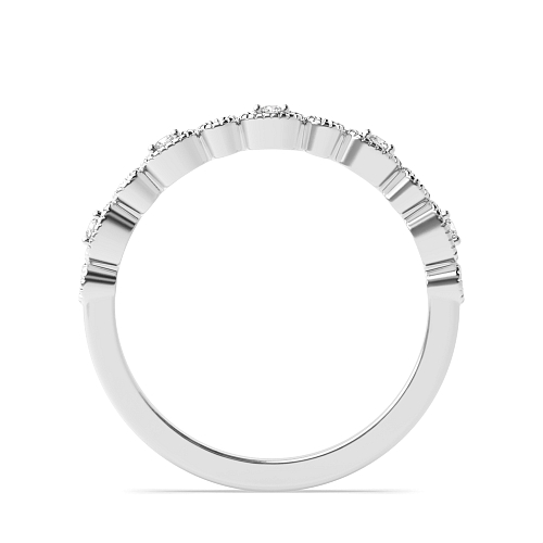 Pave Setting Round Oval shaped alternate Naturally Mined Eternity Diamond Rings