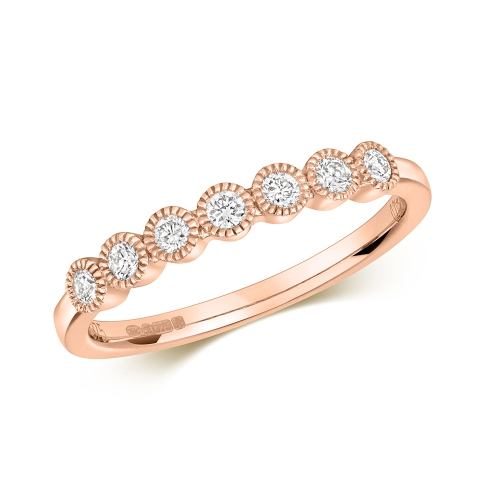 Bezel Setting Round Rose Gold Eternity Engagement Rings