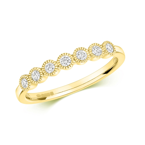 Bezel Setting Round Yellow Gold Eternity Engagement Rings