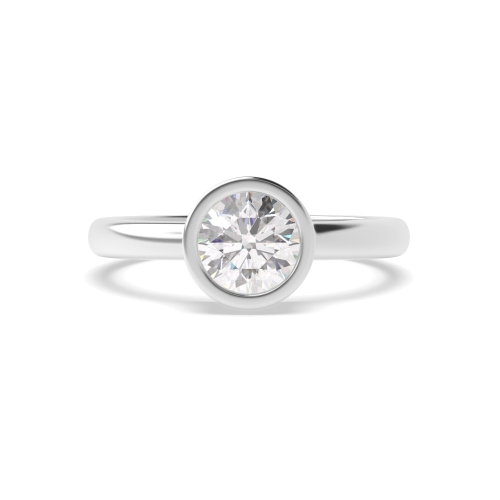 Bezel Round Solid Setting Solitaire Diamond Ring