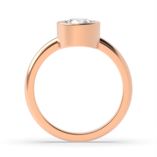 Bezel Setting Round Rose Gold Solid setting Engagement Rings