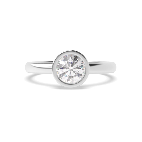 Bezel Setting Round Platinum Solid setting Engagement Rings
