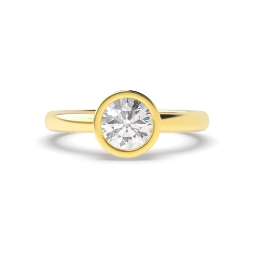 Bezel Setting Round Yellow Gold Solid setting Engagement Rings